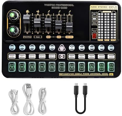 Sound Card Kit, Professional Condenser Microphone BM 800 Wireless V10 PRO Sound Card For PC Computer Phone Live Singing Gaming(V10XPRO)