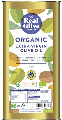 The Real Olive Co -Greek Extra Virgin Olive Oil 3L – Single Origin Koroneiki | Cold Pressed | High Polyphenols | Premium Mediterranean EVOO for Salads, Cooking & Drizzling