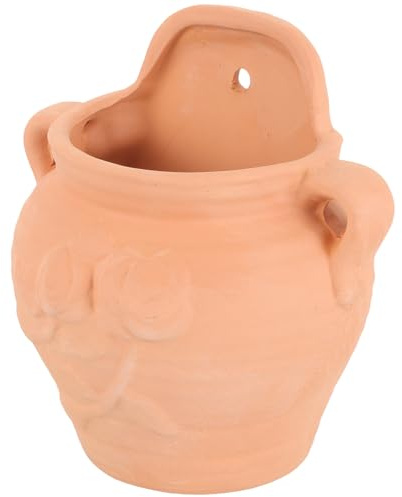 Ciieeo Fioriera Da Appendere in Ceramica Marrone Chiaro Vaso Per Piante Sospese Da Parete Porta Piante Da Appendere Per Balcone Giardino E Interni