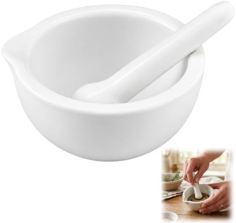 Small Mortar and Pestle Set,Porcelain Grinding Bowls,8Cm,Small Pill Crusher | Spice Mill Grinder Set, Mini Grinding Bowl for Crushing Spices, Medicine Powder, Kitchen and Laboratory Use
