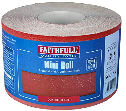 Faithfull FAIAR11560R Aluminium Oxide Paper Roll 115mm x 50m 60g - Red Heavy Duty