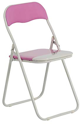 Harbour Housewares Farbiger, gepolsterter Klappstuhl - Rosa - 1 Stück - Easy Store, faltbarer Schreibtischstuhl mit Metallrahmen für Büro, Esszimmer, Küche