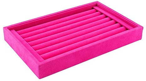 Yosoo Schmucktablett aus Samt, Präsentationstablett für Ausstellungen, Ablage für Ringe, Ohrringe, 23 x 15 cm, Rosa