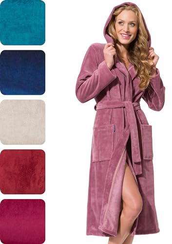 Morgenstern Peignoir Femme Long Capuche Lux Rose I Large