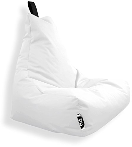 PATCH HOME Patchhome Lounge Sessel XXL Gamer Sessel Sitzsack Sessel Sitzkissen In & Outdoor geeignet fertig befüllt | XXL - Weiß - in 2 Größen und 25 Farben