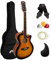 TIGER ACG1-SB34 3/4 Akustikgitarre, mit Stahlsaiten bespannte Small Body Akustikgitarre für das Alter von 12+, mit Tasche, Gurt, Ersatzsaiten und Plektren - Sunburst