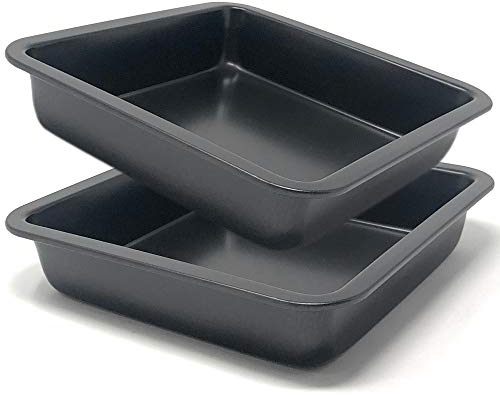 MGE - Molde de Horno Cuadrado - Bandeja para Hornear - Bandeja Cuadrada para Brownies, Sándwiches, Molde para Tartas - Acero al Carbono - Antiadherente - 22 x 23,5 cm - Set de 2