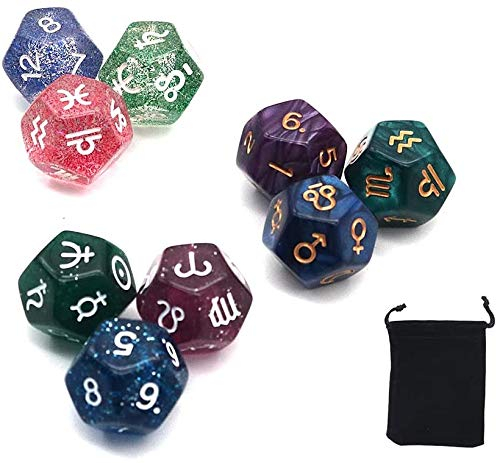 DollaTek 3 Set di 9 Pezzi Dadi in Resina Multicolore a 12 facciate Astrologia Tarocchi Costellazione della divinazione