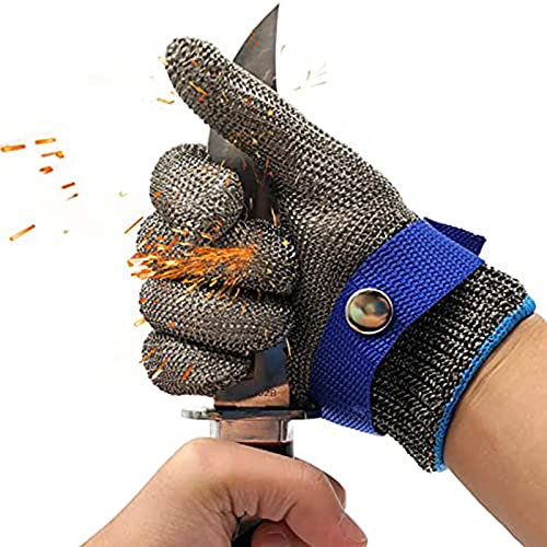 WXYZ Gant Anti Coupure Gants résistants à la Coupe en Acier Inoxydable en métal Robuste, Gants de Travail de sécurité en Acier antidérapant de Grade 5, pour Les Mains Gauche et Droite