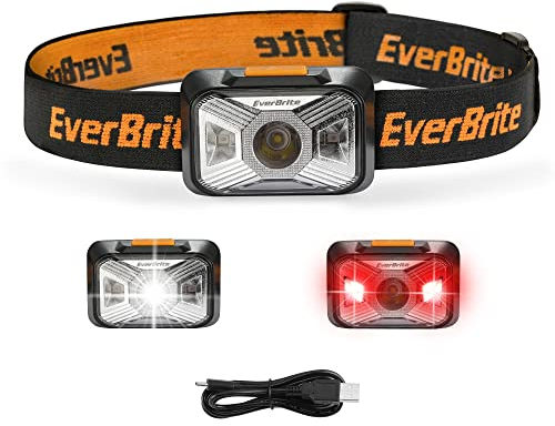 EverBrite Linterna Frontal LED Recargable, Linternas Cabeza 200 Lúmenes, con 4 Modos, Impermeable,180°Ajustable,Sensor Inteligente,Lampára de Cabeza Ideal para Correr, Acampar, Cenderismo