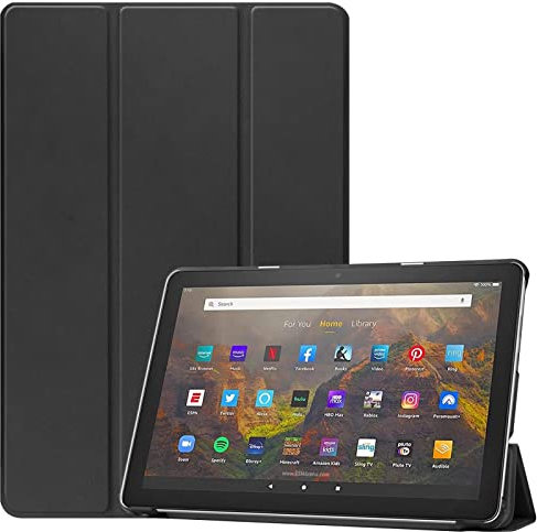 HoYiXi Funda para All-New Fire HD 10 2021/Fire HD 10 Plus 2021 Estuche de Tableta Funda de Cuero Delgada con Soporte Funda Cover para Fire HD 10/10 Plus 11ª generación, 2021 (Negro)