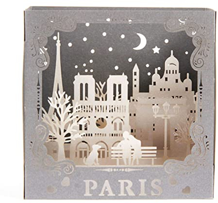 Rnitle 3D Paris Pop Up Grußkarten für Geburtstag,3D Geschenkkarte zum Geburtstag,Geschenkkarte,Grußkarte, Muttertag-Karte,Handgefertigt(Paris/21 * 14cm)