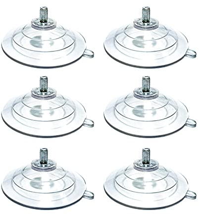 DANXQ Gancho de ventosa de tornillo M6 de 6 cm de diámetro grande, forma de escalón, de PVC transparente, longitud de rosca de 1 cm, ventosa con tuerca, 6 unidades (M6-D6 cm)