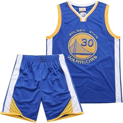 Basketball Trikot Set für Kinder - 2-Teiliges Shirt und Shorts, Ärmellos - Für 4-14 Jahre (Blau)