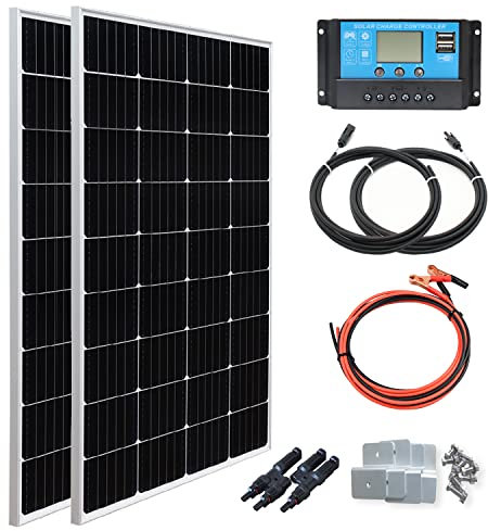 XINPUGUANG 300W Kit Panneau Solaire Système de Panneau Solaire 300W 2pcs 150W Mono Photovoltaic Module Contrôleur de Charge 30A pour Bateau, Voiture, Caravane, Camping-car, Batterie 12V