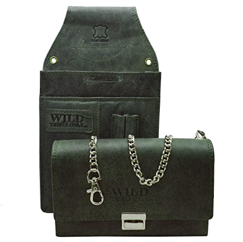 flevado Kellnerset Kellner Geldbörse und Tasche echt Leder in Grün