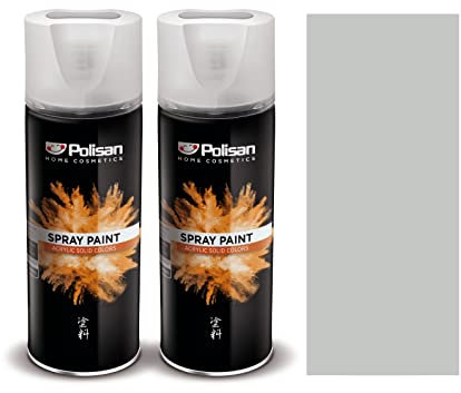 Polisan Spray Paint | Light Grey | Perfect for Radiator, Plastic, Fabric, Metal, Wood, Bike, Marking | 2 x 400ml | RAL 7035 | Double Pack