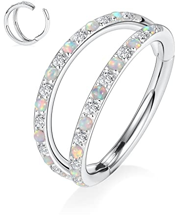 AROWRO Double Open Stack Septum Clicker Nasenringe Conch Daith Piercing Schmuck Knorpelohrring Hoop Chirurgenstahl Conch Daith Helix Rook Lobe Ohrring 18G 16G