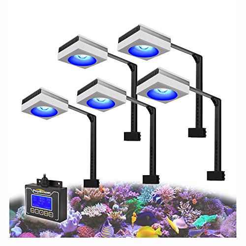 PopBloom RS90 Meerwasser Led Aquarium Beleuchtung, 4 Kanäle programmierbar Lampe Salzwasser Riff Aquarium Beleuchtung für Korallenriff Marine Fisch Tank SPS/LPS (Für 200-230cm (mit Armhalterung))
