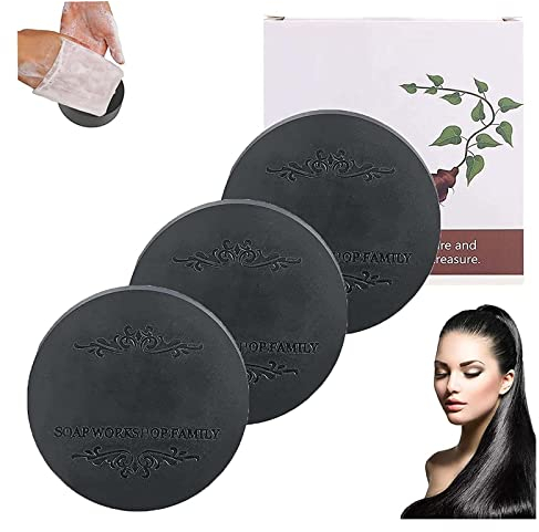 Black & Thick Hair Fallopia Multiflora Shampoo Bar, Hair Darkening Shampoo Bar Natural Organic for Moisturize and Repair Hair Damages. (3PC)