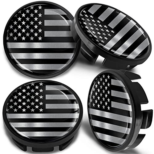 SkinoEu 4 x 65mm Nabendeckel Felgendeckel Radnabenabdeckung Nabenkappen Felgenkappen Radkappen Alufelgen Kompatibel mit VW 3B7 601 171 / 6U7 601 171 USA Flagge Silber CV 63