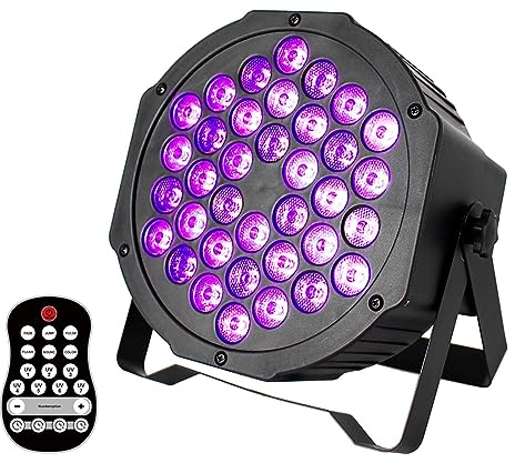 Akku Schwarzlicht for Party, Wiederaufladbar Batterie 36 LED UV Strahler Bühnenlicht DMX512 mit Fernbedienung discolicht Schwarzlichtlampe for DJ, Deko, Bühne, Halloween, Hochzeit, Körperkunst