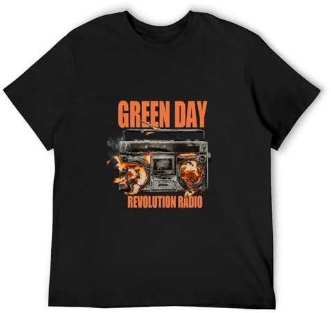 Green Day Mens T Shirt Revolution Radio Flaming Band Logo Black XL