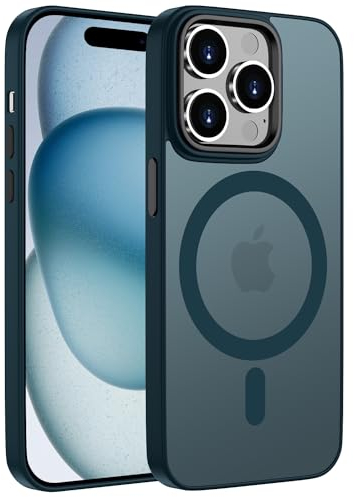 ORDA Magnetisch Hülle für iPhone 15 Pro 6,1 Zoll Kompatibel mit MagSafe,für iPhone 15 Pro Case Durchscheinende Matt Handyhülle für iPhone 15 Pro Rückseite Dünn Stoßfest Schutzhülle Dunkel Blau
