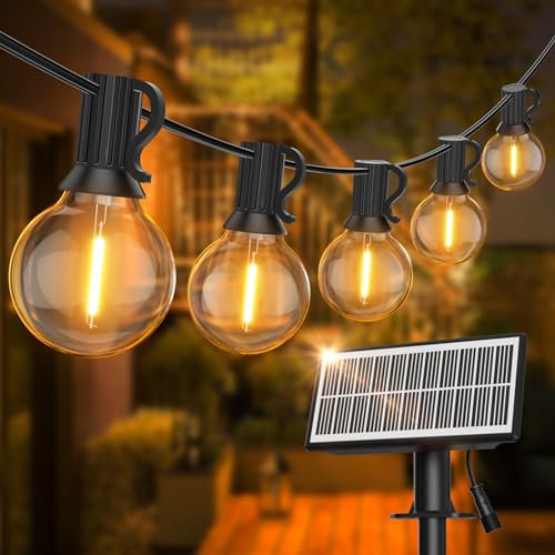 SUWIN IP65 Waterproof 60FT Solar Lights Outdoor Garden, Solar String Lights with LED Shatterproof Bulbs, Festoon String Lights for Backyard Porch Patio