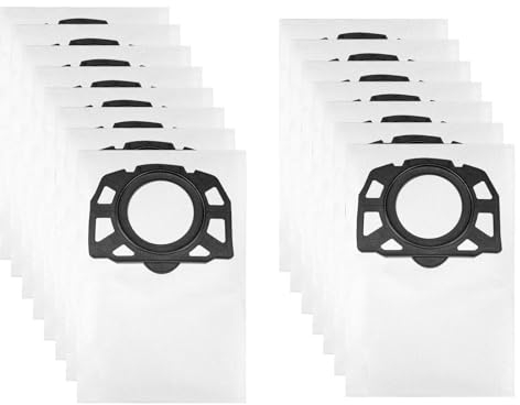 Wimaha Lot de 15 sacs en non-tissé pour aspirateur Karcher WD4 WD4 / WD6 / Premium/MV4/MV5/MV6