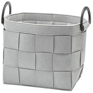 Aquanova Geflochtener Aufbewahrungskorb: Stilvoll & Platzsparend | Robuster Wäschekorb & Spielzeug-Organizer für Schlafzimmer/Badezimmer | Hochwertiges Design | 28L, 34x25.5x32 cm (Silver Grey)