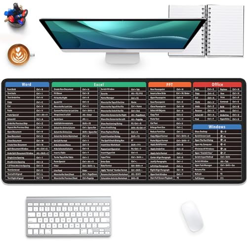 Grand tapis de souris de jeu étendu avec logiciel Word Excel Office Software Excel Windows PPT, bords cousus, base en caoutchouc antidérapant et imperméable pour bureau (70,5 x 29,3 cm)