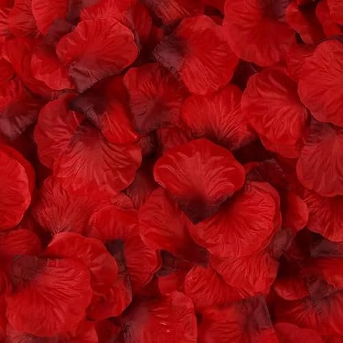 2200 PCS Artificial Fake Rose Petals for Wedding, Romantic Night for Her/Him Set, Engagement, Flower Decorations, Event, Party, in Bulk（Dark-Red）