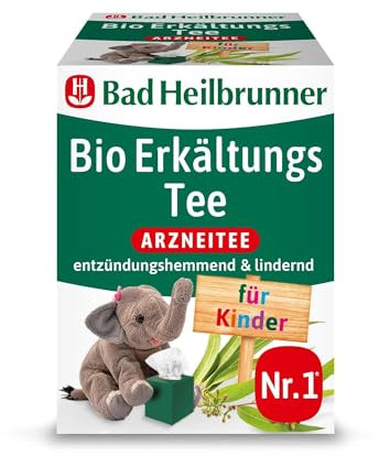 Bad Heilbrunner Bio Erkältungs Tee für Kinder – Arzneitee mit Eucalyptusblättern zur Unterstützung bei Erkältungskrankheiten der Atemwege, (12 x 8 Filterbeutel)