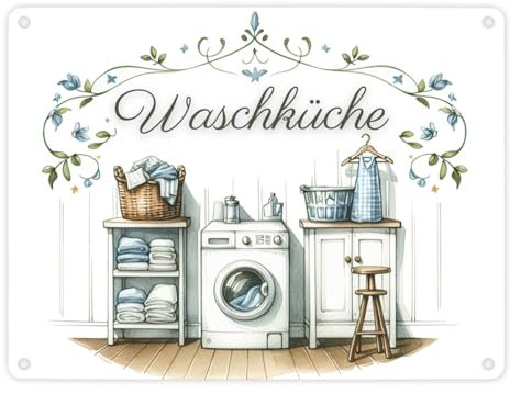 Waschküche Metallschild in 15x20 cm Dekoratives Metallschild in 15x20 cm für die Waschküche für Wasch Raum Perfekt neben Waschmaschine Trockner und Wäschekorb Wanddekoration