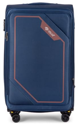 Solier Reisekoffer Koffer mit 4 Rollen Leicht Tourister Trolley Rollkoffer mit Zahlenschloss Groß Reisetrolley (Navy/BRAUN, M 40L)
