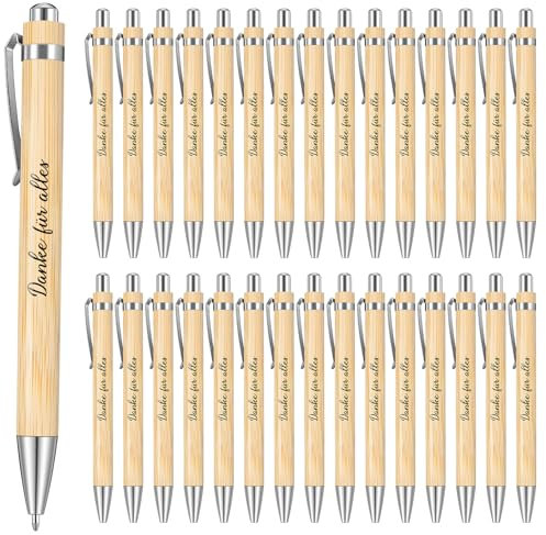 Tenare 30 Stück Dankeschön Kugelschreiber Geschenke Holz Kugelschreiber mit Spruch Danke für Alles Kollegen Zitate Druckkugelschreiber Abschied Danksagung Stift Geschenk für Lehrer Mitarbeiter
