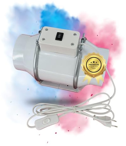 TronicXL Turboventilator Axial Rohrventilator regelbar mit Ein Ausschalter regelbar und Kabel 100mm leise Rohrlüfter Abluftventilator Abluft Zuluft Lüfter Ventilator Bad Garage Keller Wand Einbau