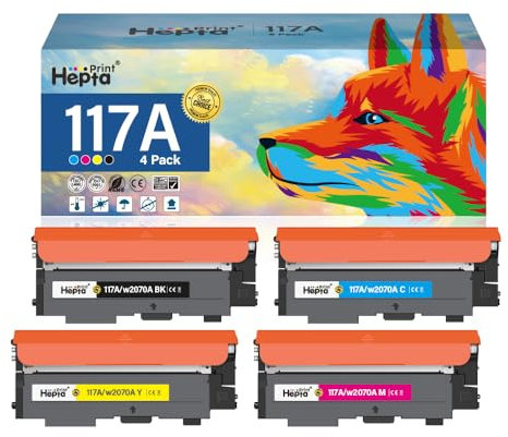Hepta Print 117A / W2070A Toner Ersatz für HP W2070A W2071A W2072A W2073A Tonerkartusche für HP Color Laser MFP 178nwg 150nw 179fwg 179fnw 178nw 179fwg 150a 150w 4er Pack( Schwarz,Cyan,Magenta, Gelb )