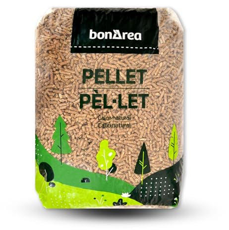 BonÀrea - Pellets de Madera Natural 100% - Saco de 15 kg - Alta Eficiencia Energética - Bajo Residuo de Cenizas - Diámetro 6 mm - Combustión Limpia y Duradera - Ideal para Estufas y Calderas