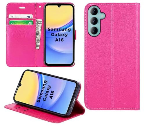 DN-Technology For Samsung Galaxy A16 Case Flip Folio Leather Wallet with Card Holder Book Stand Phone Cover For Samsung Galaxy A16 4G / 5G (PINK)