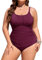 Tuopuda Costume Intero Donna Costume Contenitivo Modellante Pancia Piatta Costumi Plus Size Curvy Swimsuit da Mare Swimwear Monokini con Spalline Regolabili, Viola, XL