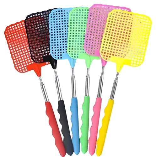 Zhenghebuy Tapette à Mouches,6 Pièces Fly Swatter,Tapette à Mouches Télescopique,Portable Tapettes Anti Moustique,Tapette à Mouche Inoxydable Pour Moustiques,Mouches et Insectes