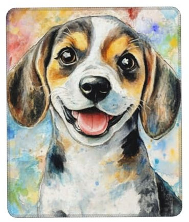 Tapis de souris avec motif de chien - Tapis de souris - Antidérapant et bords cousus - 18 x 22 cm