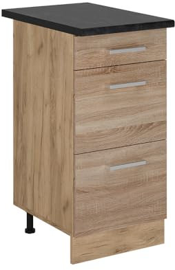 Vicco Meuble Cuisine R-Line, Sonoma, 40cm avec tiroirs, PT Anthracite