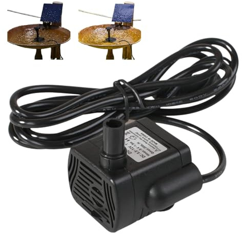Solar Water Pump 12V 3W Submersible,DC 1020 Brushless Pump for Garden Pond Fountain Bird Bath,1.5M Lift 300L/H Solar Powered Water Feature Pump for Outdoor Aquarium Spray,No Panel Included