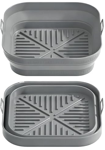 Rieoany Pack of 2 Air Fryer Liners Silicone, Silicone Air Fryer Liner 2.5 L, Foldable Design for Easy Storage and Space Saving, Perfect for Baking, Roasting, and Frying