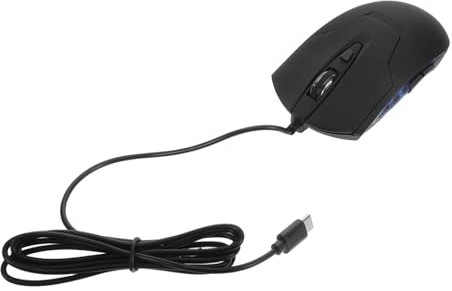 TOGEVAL 1.5m Mouse Cablato Usb-c Da Gaming Pulsanti Silenziosi Retroilluminato Led Blu Velocità Dpi Design Ergonomico Per Laptop Con Cavo