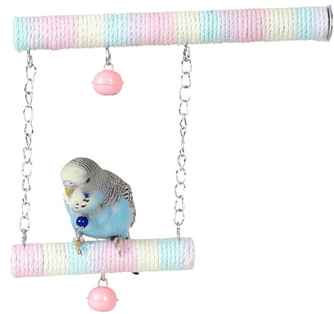 AXYOUCUN Chewable Bird Swing Soft Cotton Rope Perch Cage Hanging Toy Nail Arch Swing Perch with Cotton Rope Nest Swing for Budgies Cockatiels Lovebirds Finches