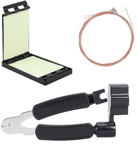 AEUXZA Set Corde Chitarra Acustica – Muta da 6 Corde Rame 010 Super Light – Incl. Pulitore Corde & Utensile Multifunzione – Kit Completo per Cambio & Cura